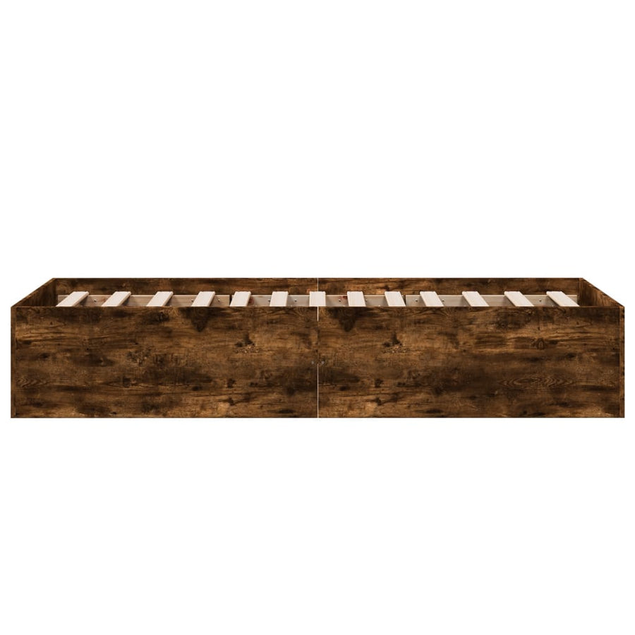Bedframe bewerkt hout gerookt eikenkleurig 75x190 cm