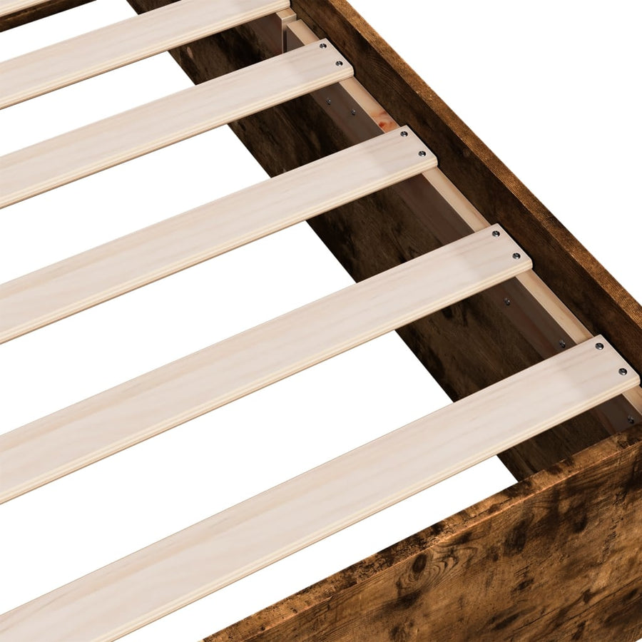 Bedframe bewerkt hout gerookt eikenkleurig 75x190 cm