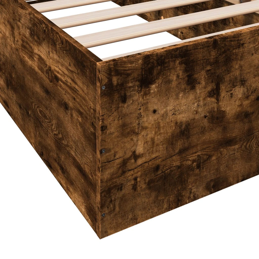 Bedframe bewerkt hout gerookt eikenkleurig 75x190 cm