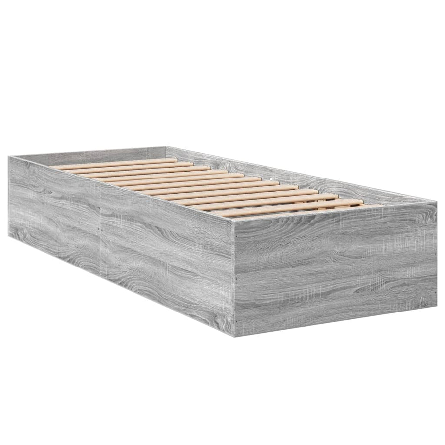 Bedframe bewerkt hout grijs sonoma eikenkleurig 75x190 cm
