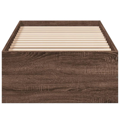 Bedframe bewerkt hout bruin eikenkleur 75x190 cm