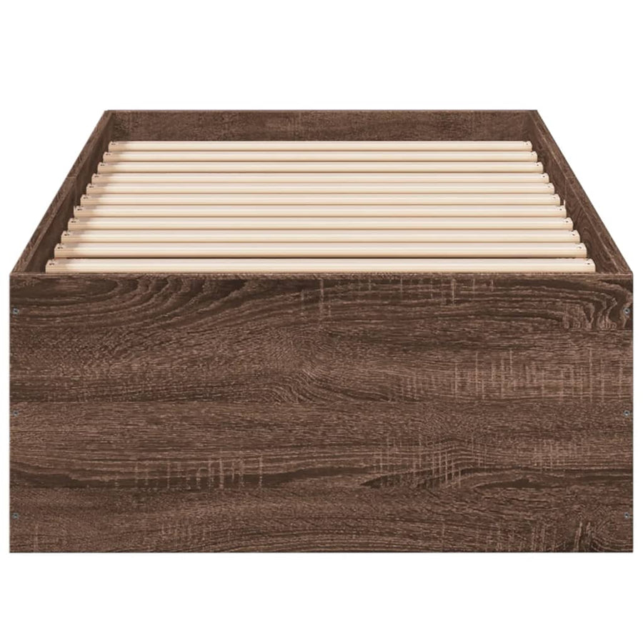 Bedframe bewerkt hout bruin eikenkleur 75x190 cm