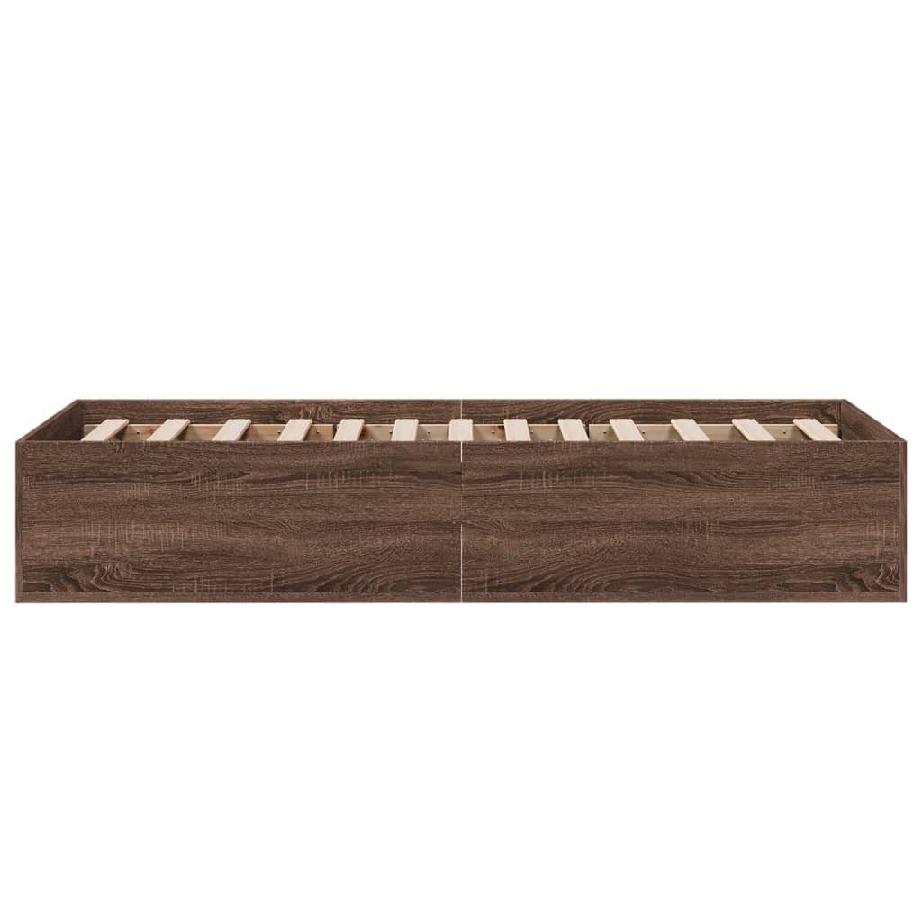 Bedframe bewerkt hout bruin eikenkleur 75x190 cm