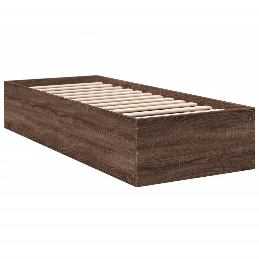 Bedframe bewerkt hout bruin eikenkleur 75x190 cm
