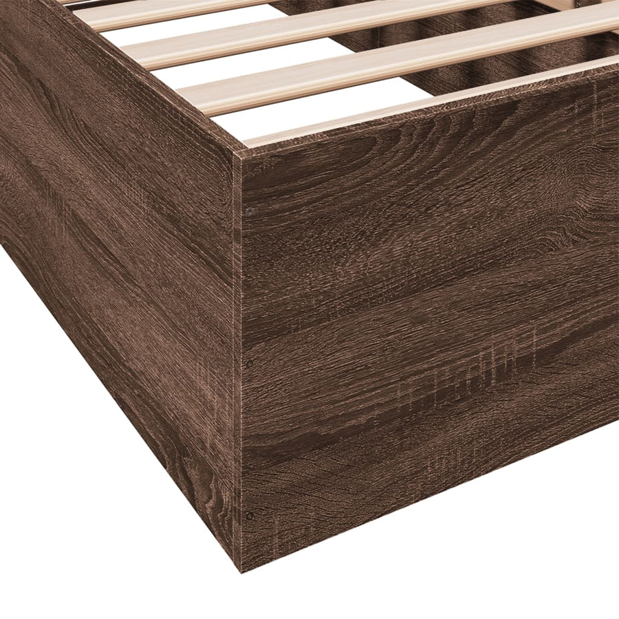 Bedframe bewerkt hout bruin eikenkleur 75x190 cm