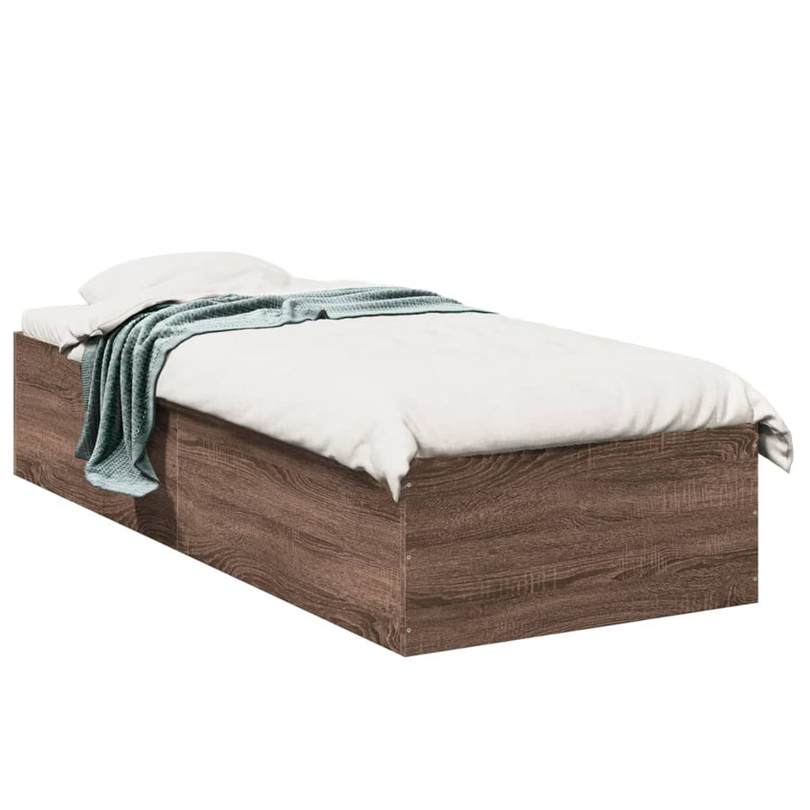 Bedframe bewerkt hout bruin eikenkleur 75x190 cm