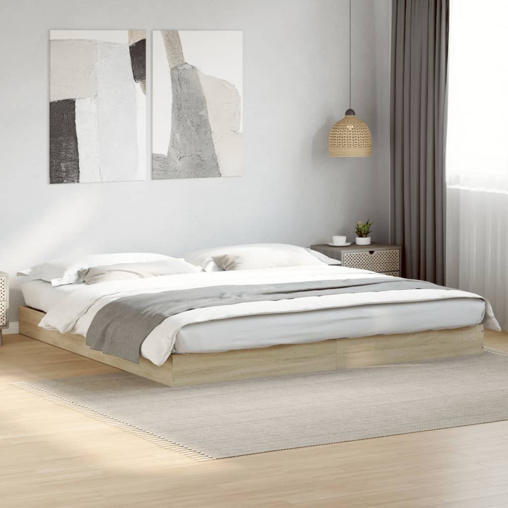 Bedframe bewerkt hout sonoma eikenkleurig 180x200 cm