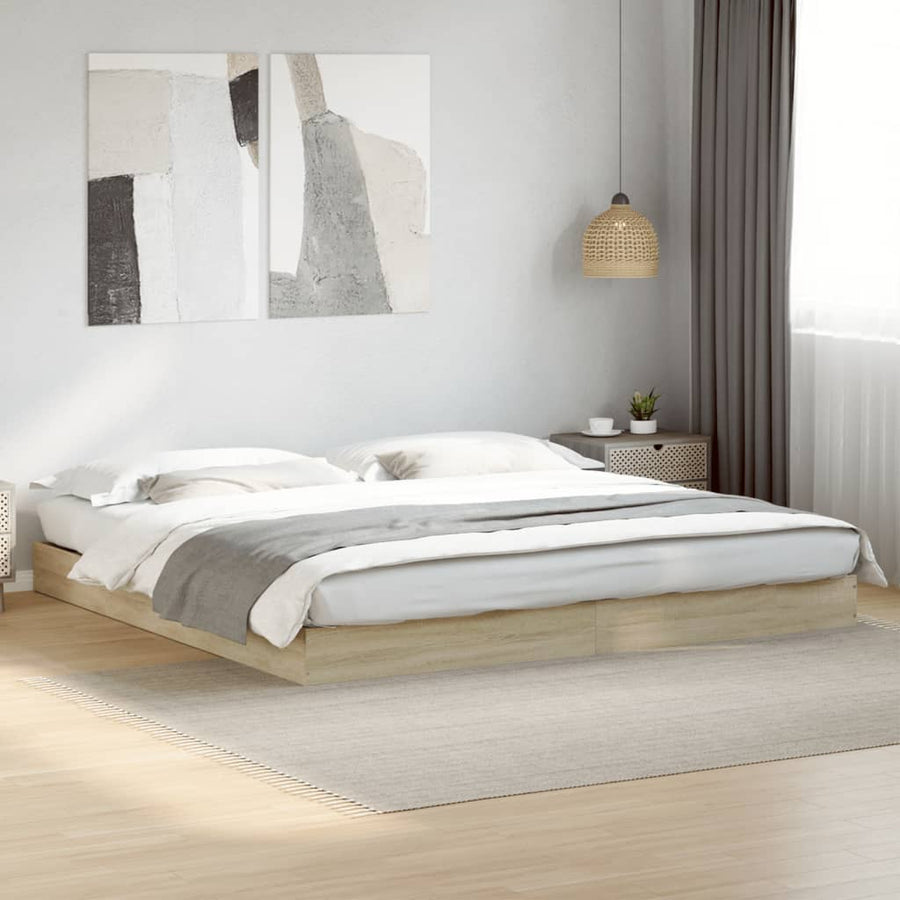 Bedframe bewerkt hout sonoma eikenkleurig 180x200 cm