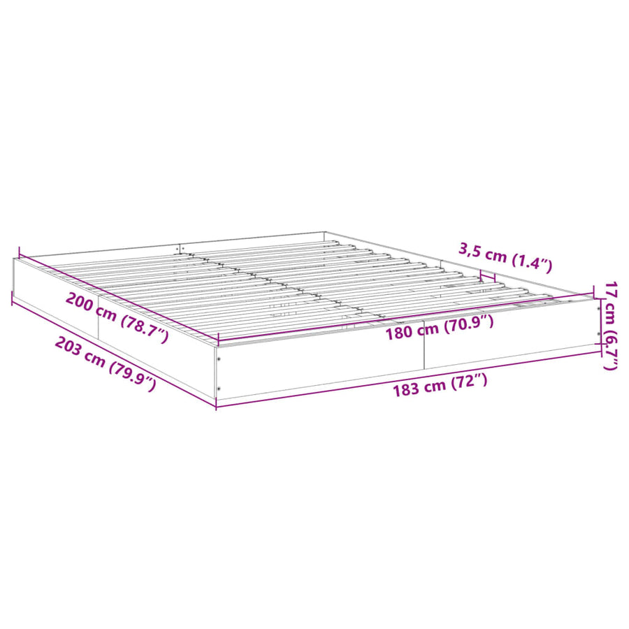 Bedframe bewerkt hout sonoma eikenkleurig 180x200 cm