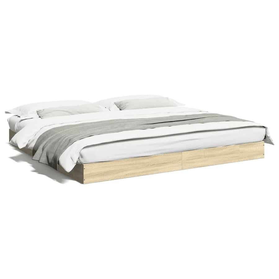 Bedframe bewerkt hout sonoma eikenkleurig 180x200 cm