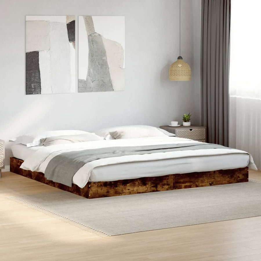 Bedframe bewerkt hout gerookt eikenkleurig 180x200 cm