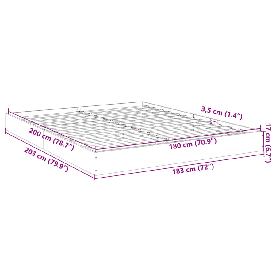 Bedframe bewerkt hout gerookt eikenkleurig 180x200 cm