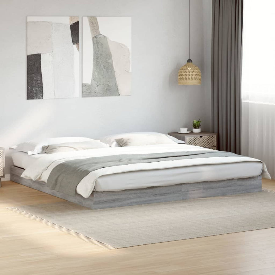 Bedframe bewerkt hout grijs sonoma eikenkleurig 180x200 cm