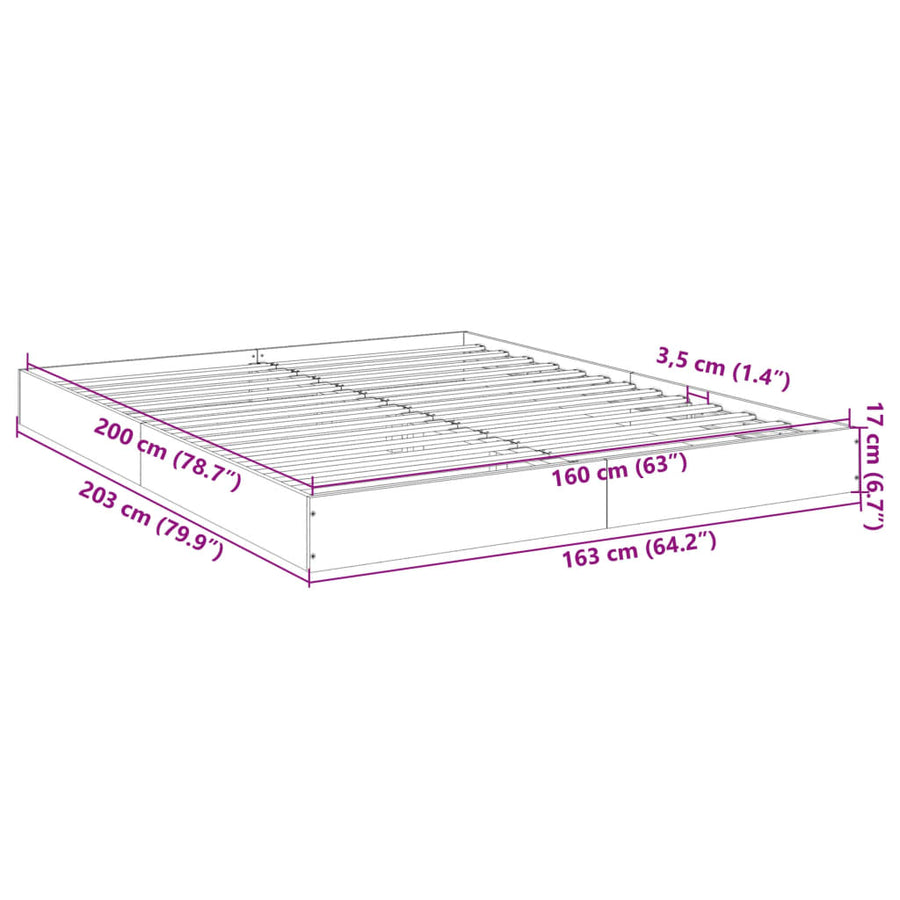 Bedframe bewerkt hout wit 160x200 cm
