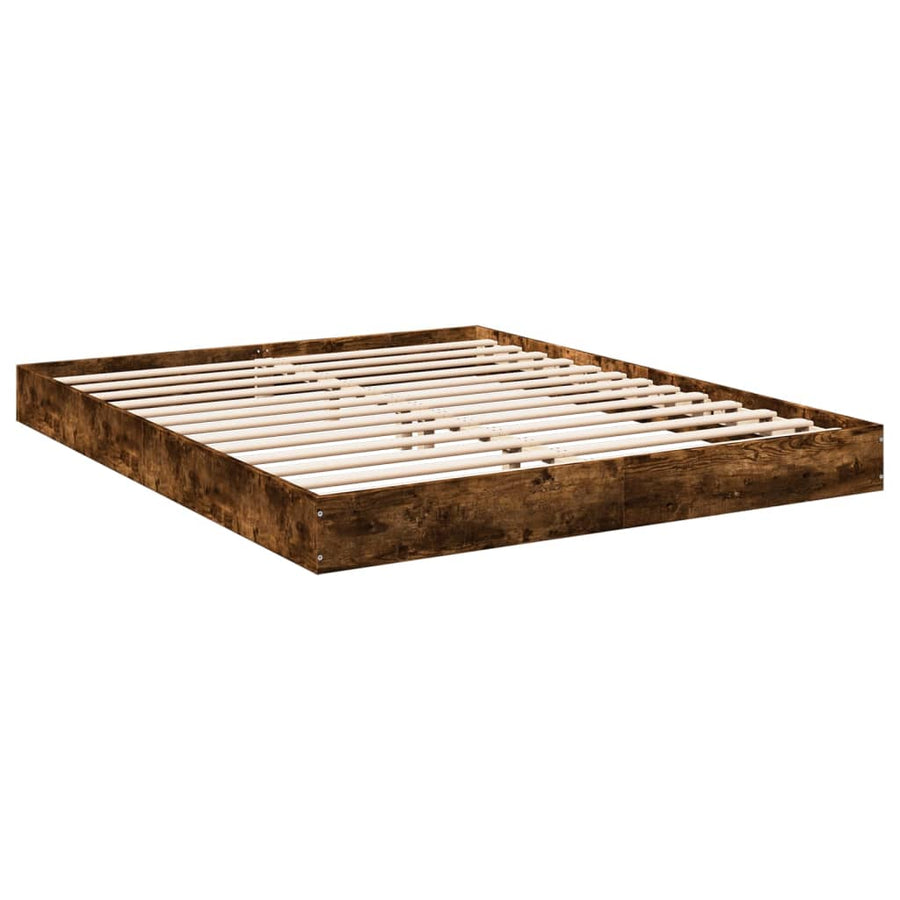 Bedframe Bewerkt Hout Kleurig Gerookt Eiken 160 x 200 cm 17 cm