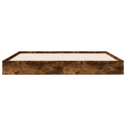 Bedframe Bewerkt Hout Kleurig Gerookt Eiken 160 x 200 cm 17 cm