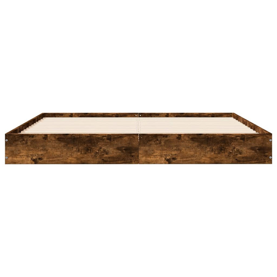 Bedframe Bewerkt Hout Kleurig Gerookt Eiken 160 x 200 cm 17 cm