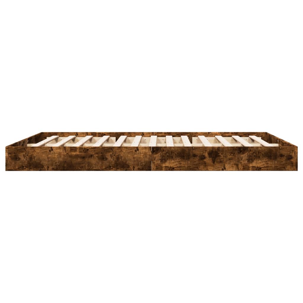 Bedframe Bewerkt Hout Kleurig Gerookt Eiken 160 x 200 cm 17 cm