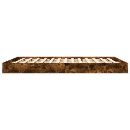 Bedframe Bewerkt Hout Kleurig Gerookt Eiken 160 x 200 cm 17 cm