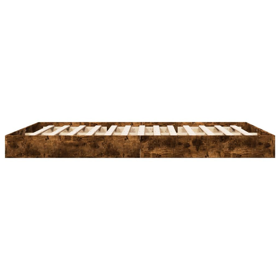 Bedframe Bewerkt Hout Kleurig Gerookt Eiken 160 x 200 cm 17 cm