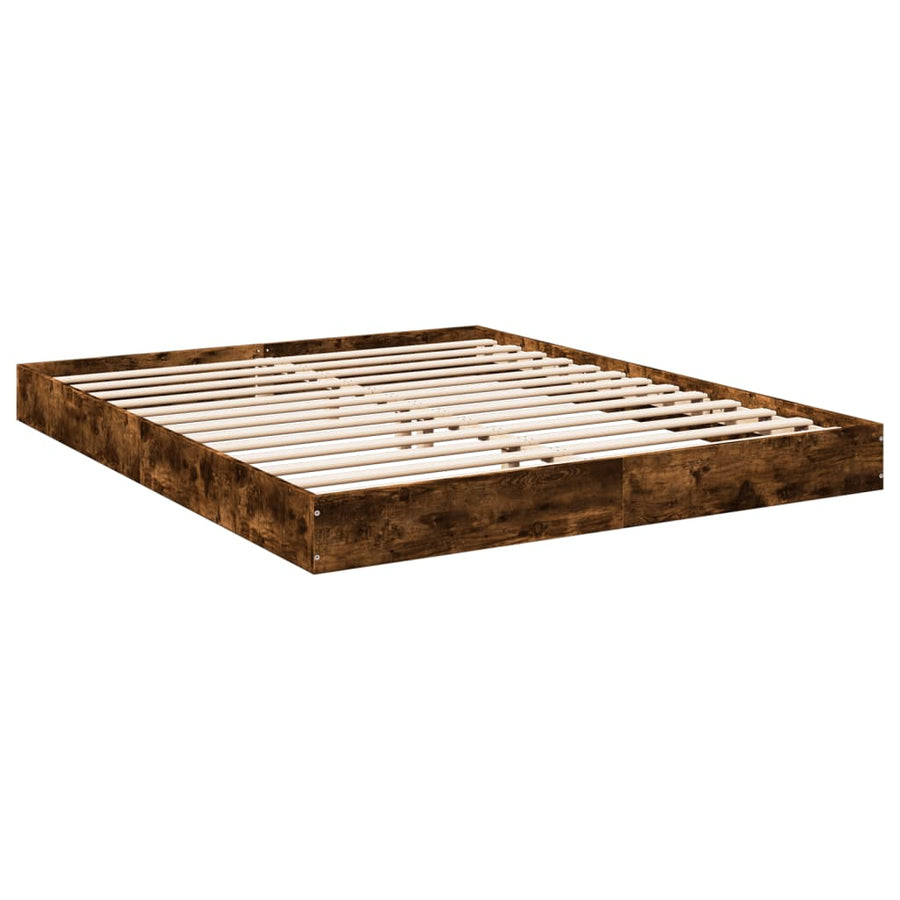 Bedframe Bewerkt Hout Kleurig Gerookt Eiken 160 x 200 cm 17 cm