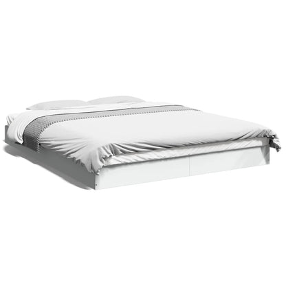 Bedframe bewerkt hout wit 150x200 cm