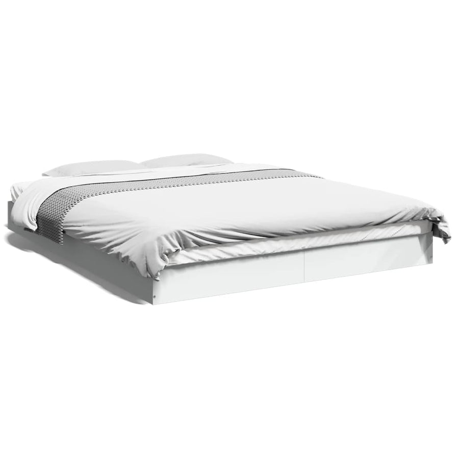 Bedframe bewerkt hout wit 150x200 cm