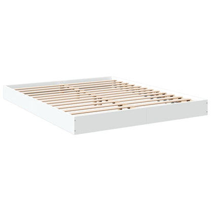 Bedframe bewerkt hout wit 150x200 cm