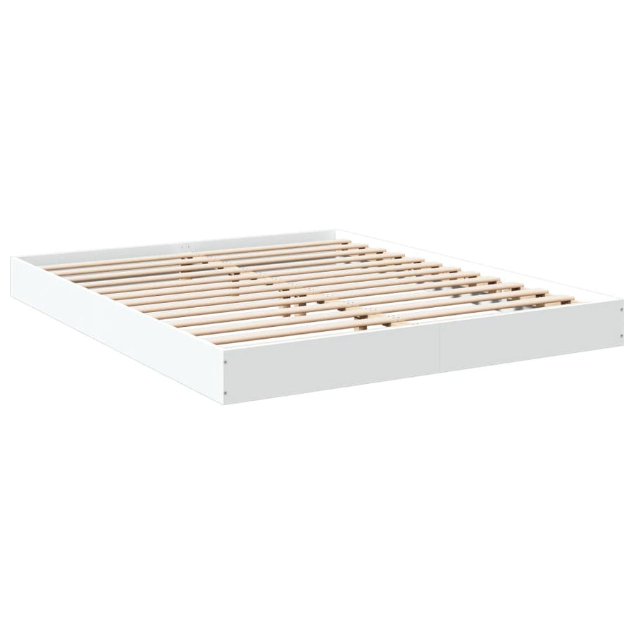 Bedframe bewerkt hout wit 150x200 cm