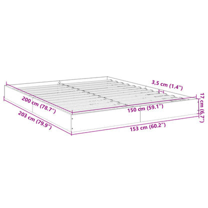 Bedframe bewerkt hout wit 150x200 cm