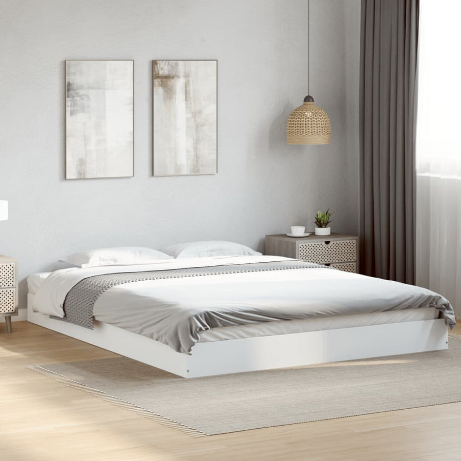 Bedframe bewerkt hout wit 150x200 cm
