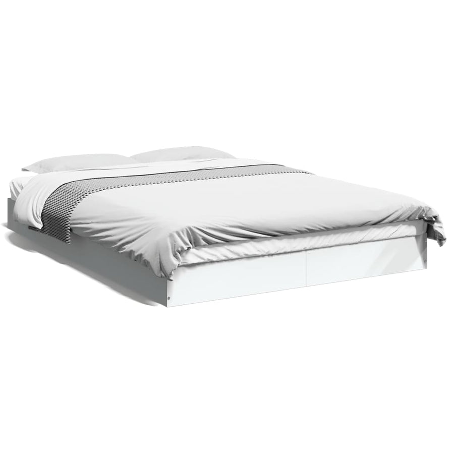 Bedframe Bewerkt Hout Wit 140 x 200 cm 17 cm