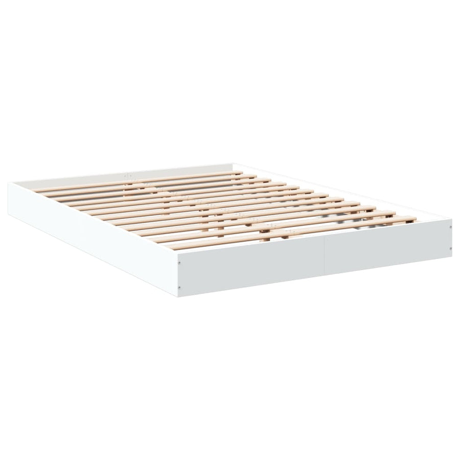Bedframe Bewerkt Hout Wit 140 x 200 cm 17 cm