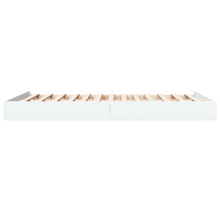 Bedframe Bewerkt Hout Wit 140 x 200 cm 17 cm