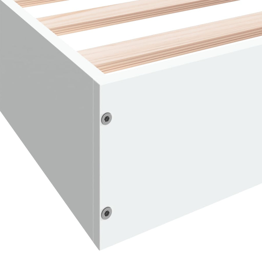 Bedframe Bewerkt Hout Wit 140 x 200 cm 17 cm