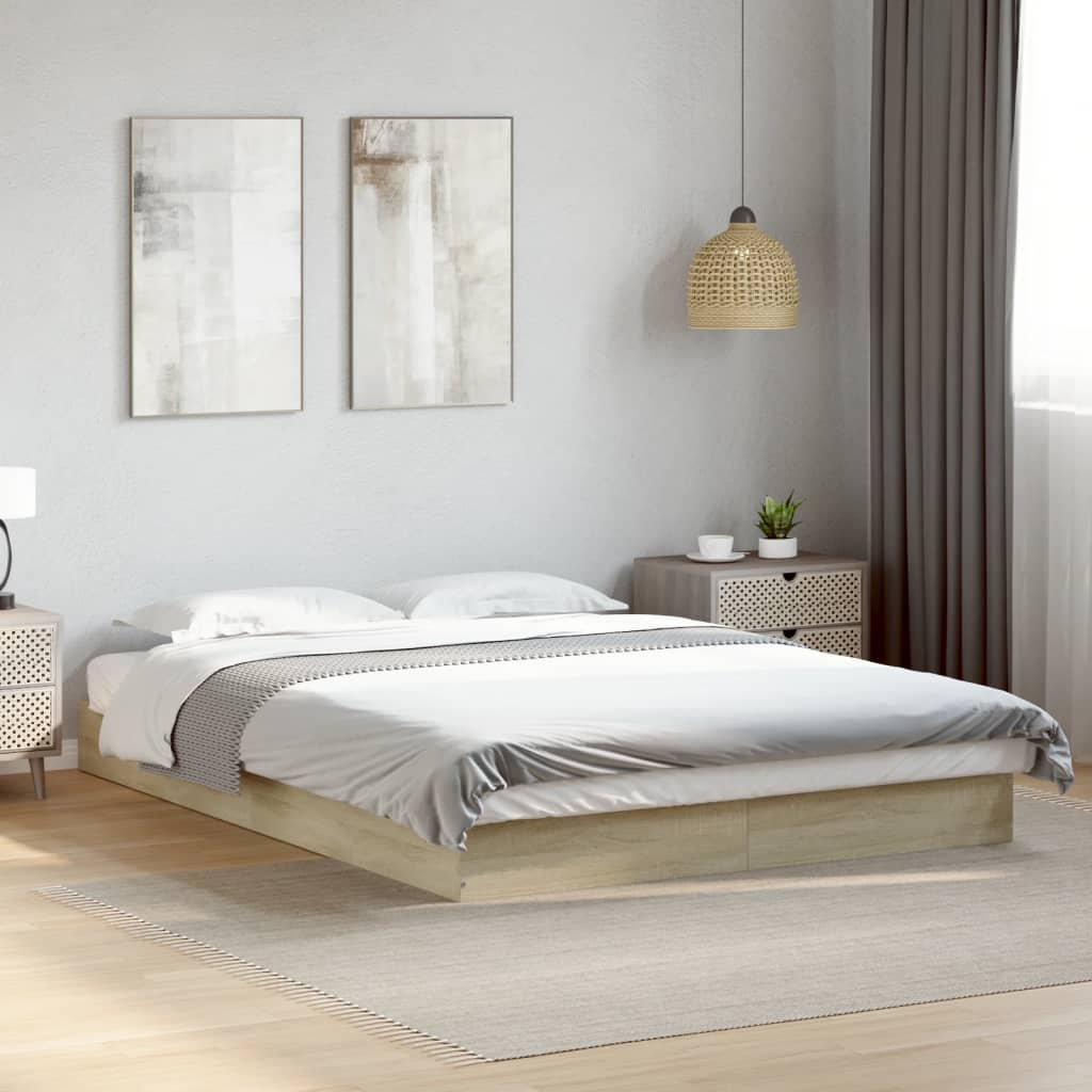 Bedframe bewerkt hout sonoma eikenkleurig 140x200 cm