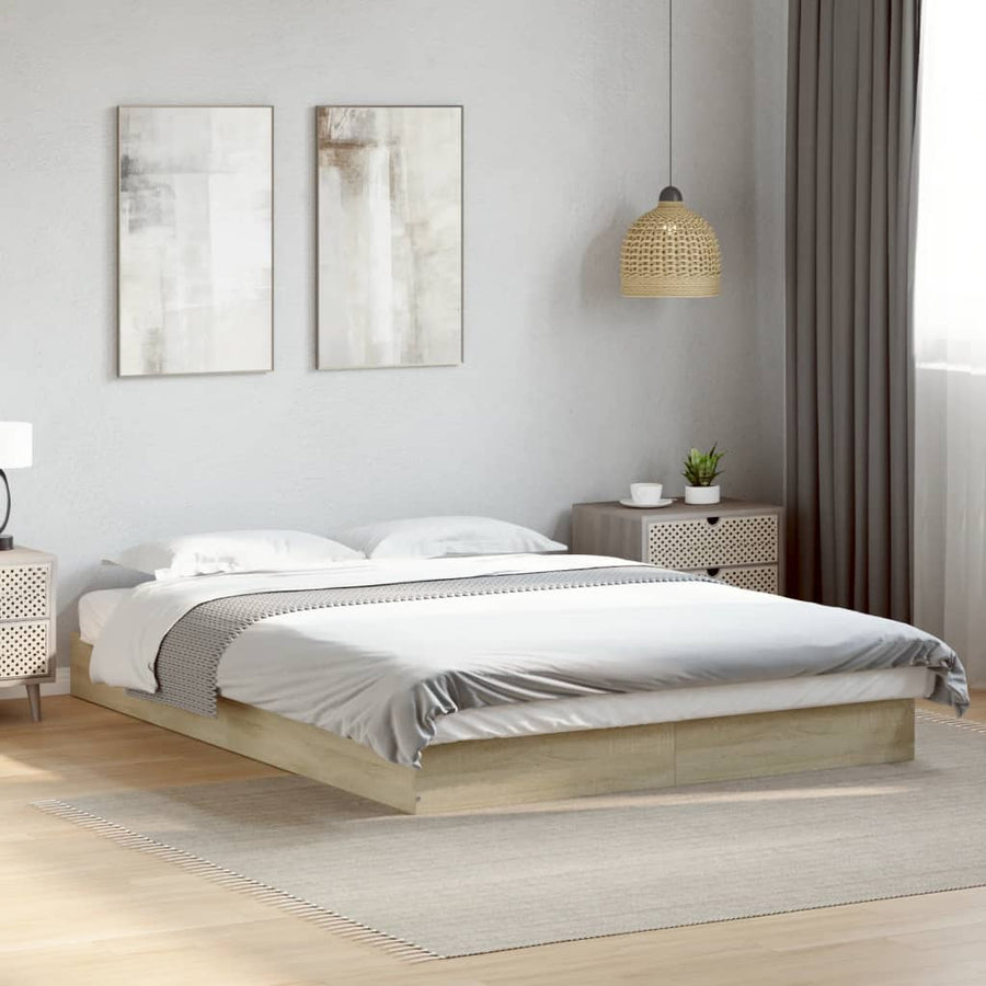 Bedframe bewerkt hout sonoma eikenkleurig 140x200 cm
