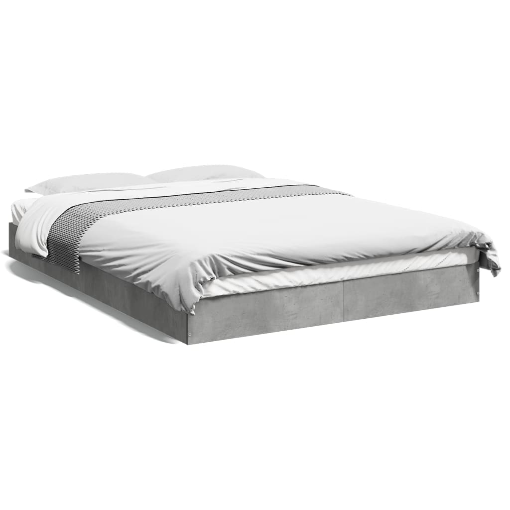 Bedframe Bewerkt Hout Betongrijs 140 x 200 cm 17 cm