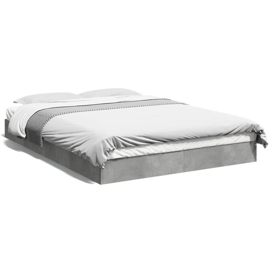 Bedframe Bewerkt Hout Betongrijs 140 x 200 cm 17 cm