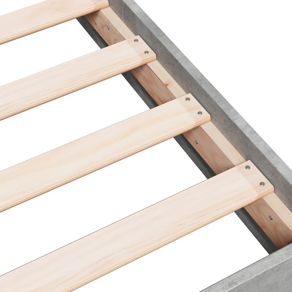 Bedframe Bewerkt Hout Betongrijs 140 x 200 cm 17 cm