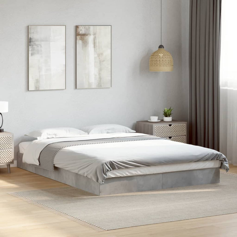 Bedframe Bewerkt Hout Betongrijs 140 x 200 cm 17 cm