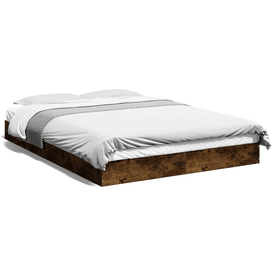 Bedframe Zonder Matras Hout Kleurig Gerookt Eiken 140 x 200 cm 17 cm