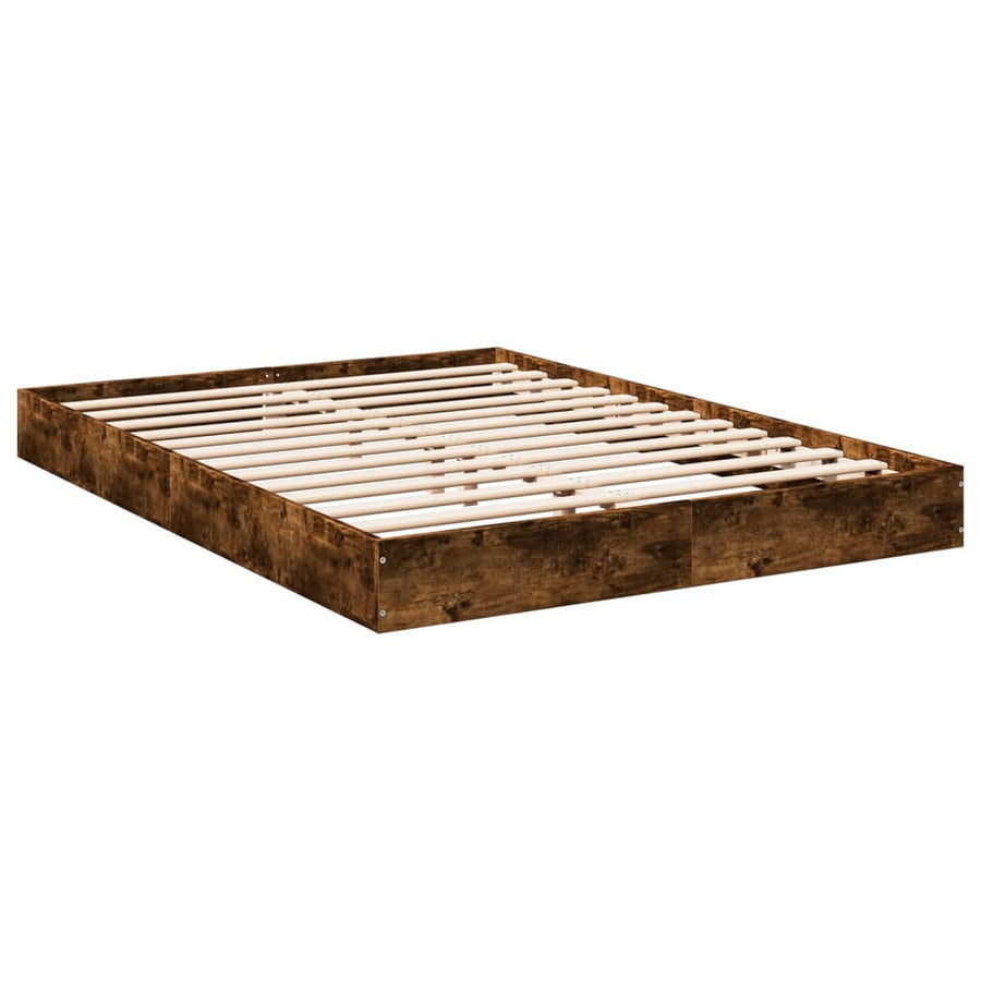 Bedframe Zonder Matras Hout Kleurig Gerookt Eiken 140 x 200 cm 17 cm