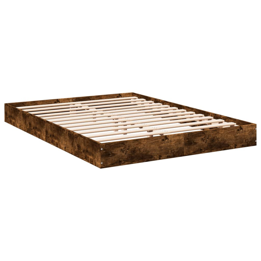 Bedframe Zonder Matras Hout Kleurig Gerookt Eiken 140 x 200 cm 17 cm