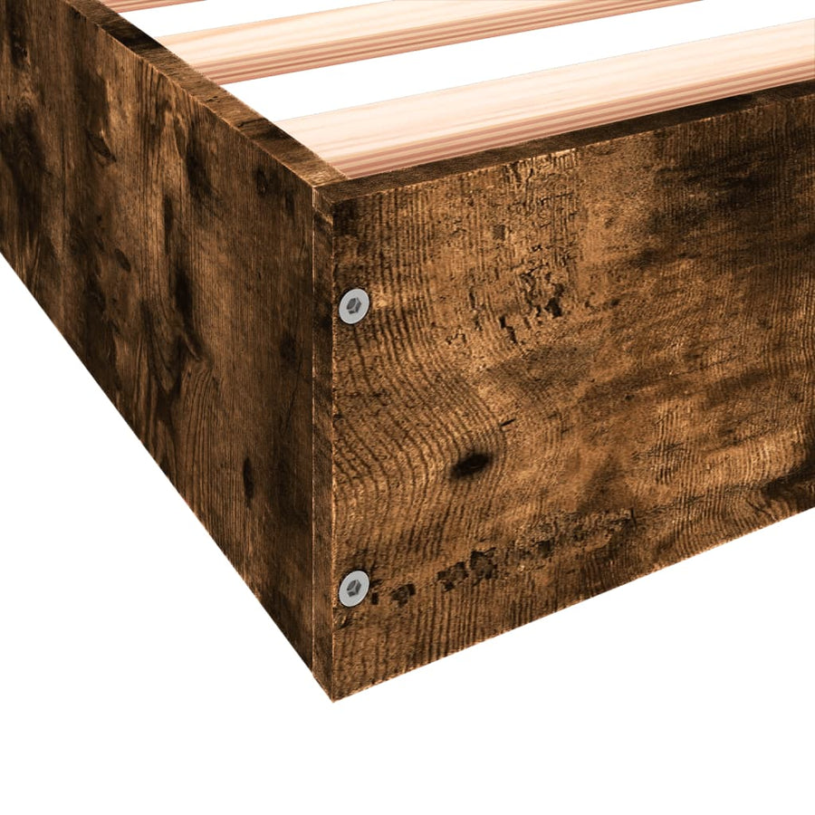 Bedframe Zonder Matras Hout Kleurig Gerookt Eiken 140 x 200 cm 17 cm