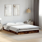 Bed frame without mattress smoked oak wood look 140x200 cm