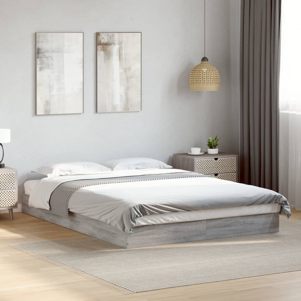 Bedframe bewerkt hout grijs sonoma eikenkleurig 140x200 cm