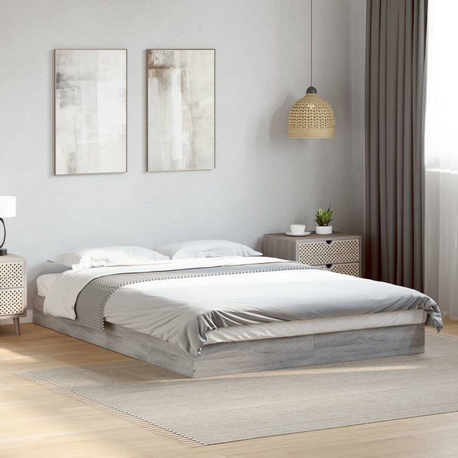 Bedframe bewerkt hout grijs sonoma eikenkleurig 140x200 cm