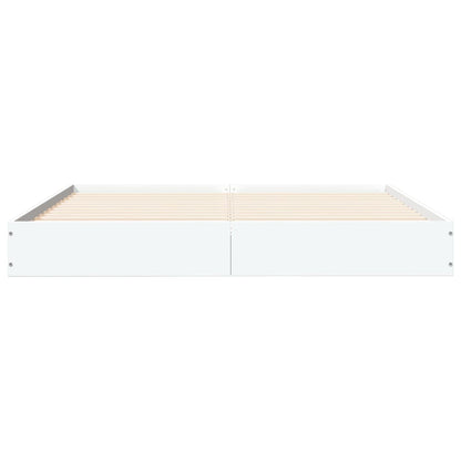 Bedframe Bewerkt Hout Wit 135 x 190 cm