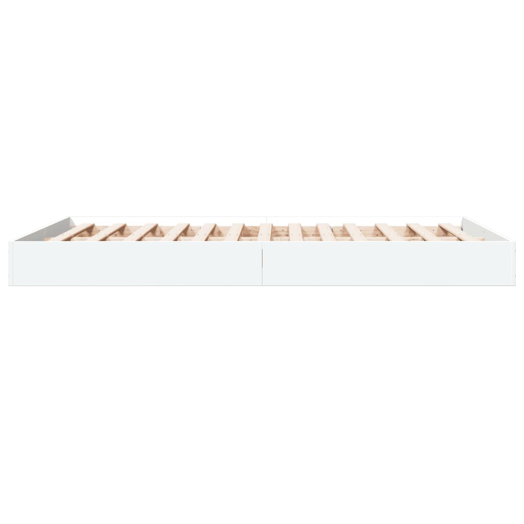 Bedframe Bewerkt Hout Wit 135 x 190 cm